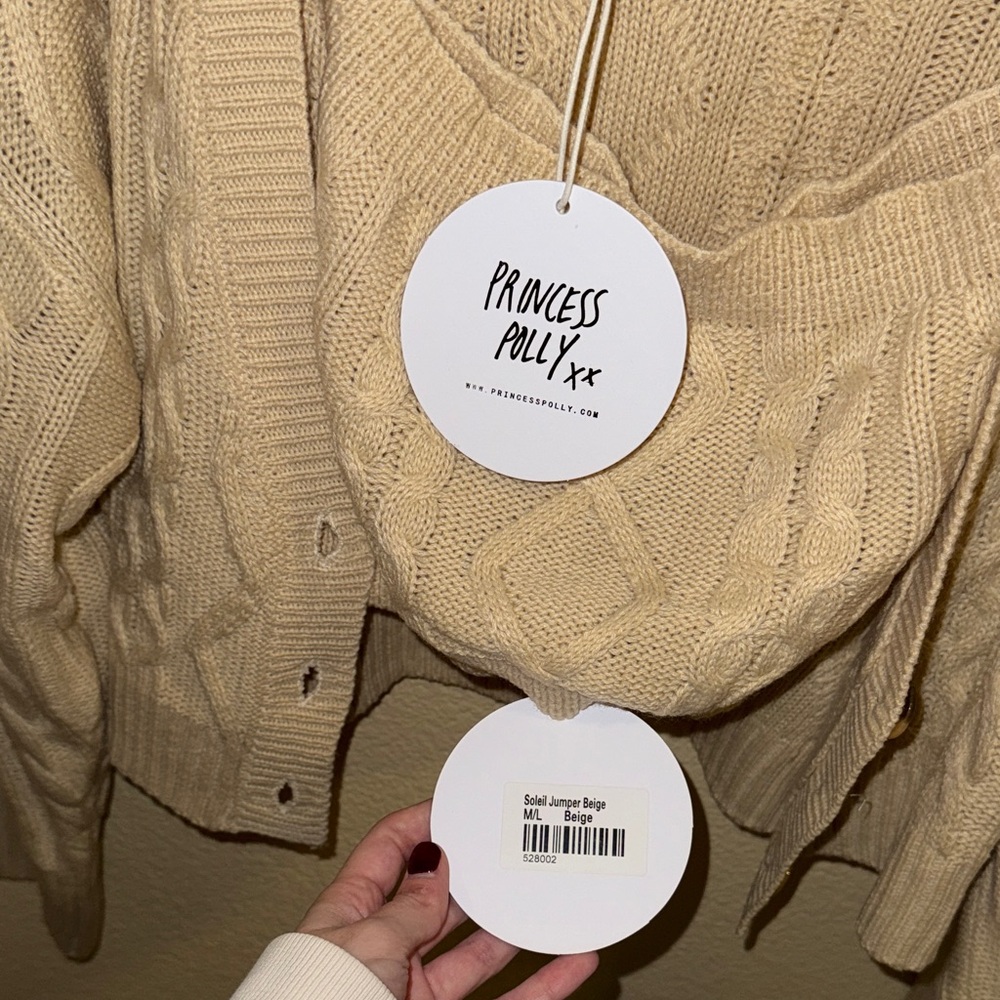 Princess Polly Beige Cable Knit Cardigan Set - Picture 3 of 3